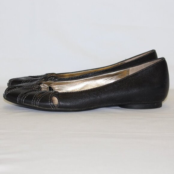 Etienne Aigner Women's Vicenza Black Leather Peep Toe Slip on Dress Shoe Size 6 - Picture 4 of 10